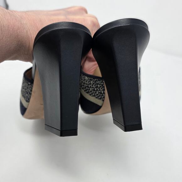 Christian Dior Dway Embroidered Heeled Mule Slides Blue IT 36.5 US 6.5 - Picture 9 of 15